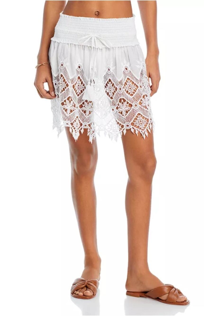 RAMY BROOK WOMENS SIZE SMALL AILANI LACE MINI SKIRT SWIM COVER UP WHITE NEW